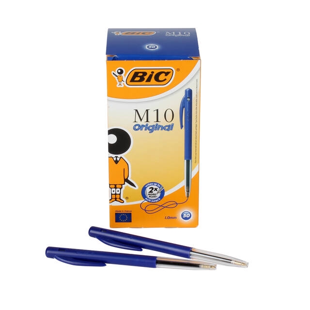 <h4>Balpen Bic M10 blauw - pak 50st inclusief clip</h4>