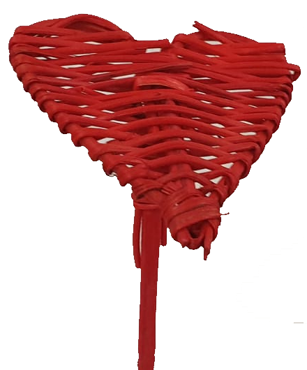 Lata Heart 8cm on stem Hat type Covered Red