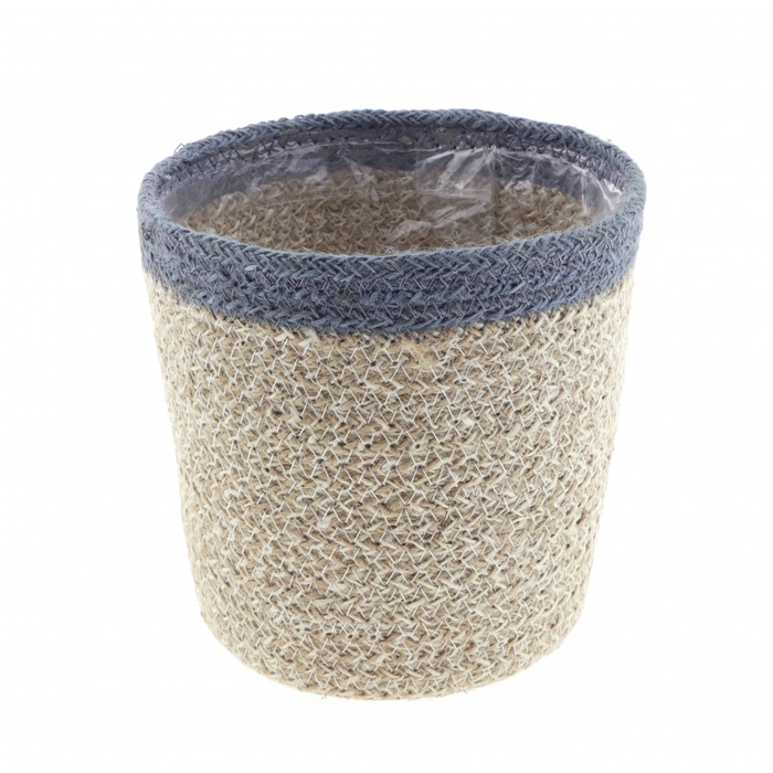 Baskets Pot hessian stripe d15/11*14cm