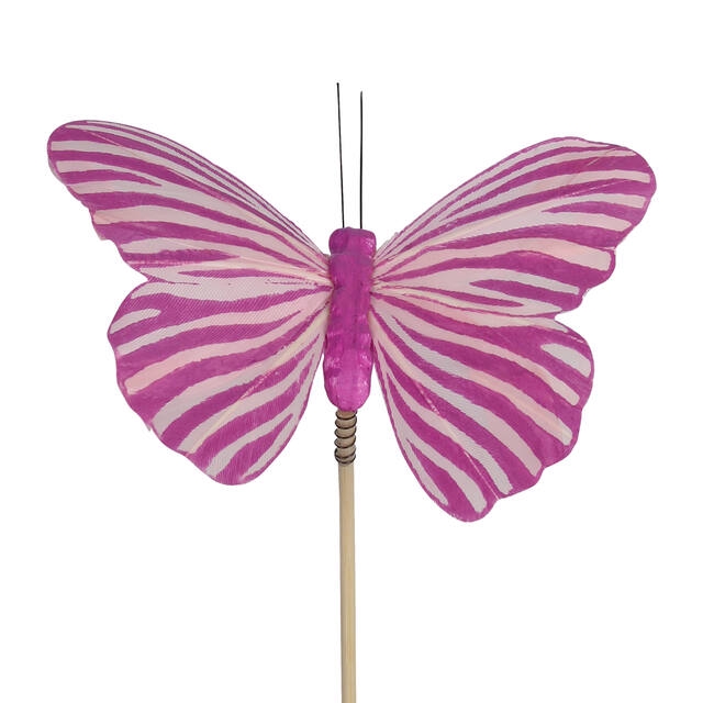 Bijsteker vlinder Spring 7x11cm + 50cm stok paars