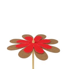 Bijsteker bloem kraft 8cm+50cm stok rood