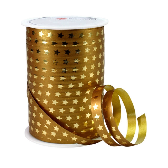 curling ribbon 10mm x100m star gold