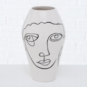 Vase Tipton , H 16 cm, Dolomite, Black, White dolomite colour-mix