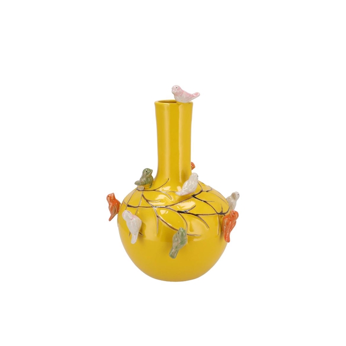<h4>Bird Vase Yellow Tube 20x25cm</h4>