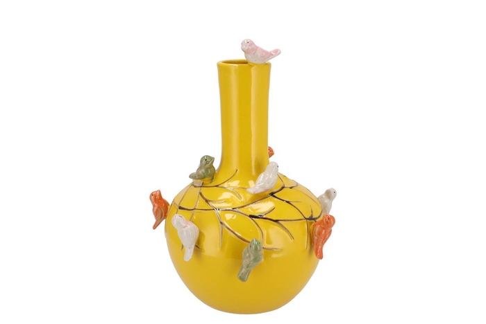 Bird Vase Yellow Tube 20x25cm