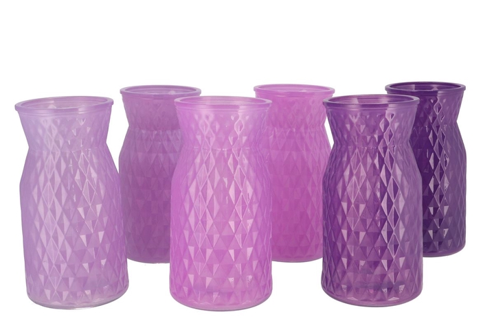Diamond Purple Mix Vase Ass 14x25cm Nm