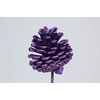 Pine cone 5-7cm on stem Metallic Purple Tipped