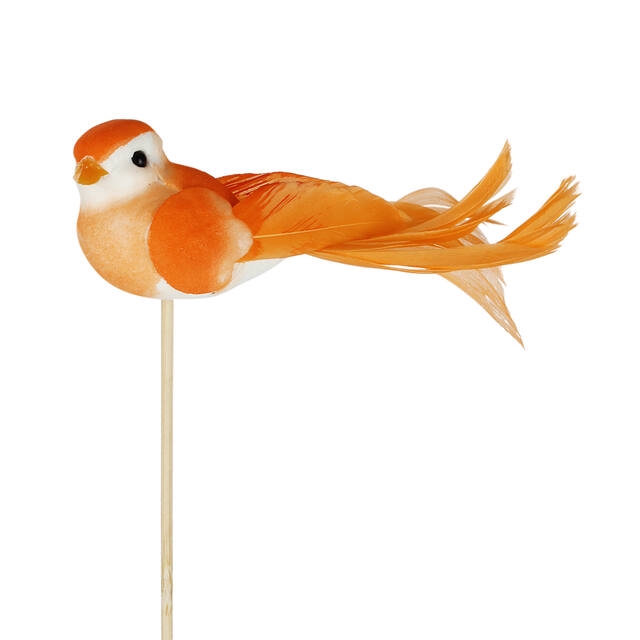 Bijsteker vogel Pájaro 11x4cm + 12cm stok oranje