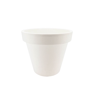 Plastic white pot wide edge 25cm