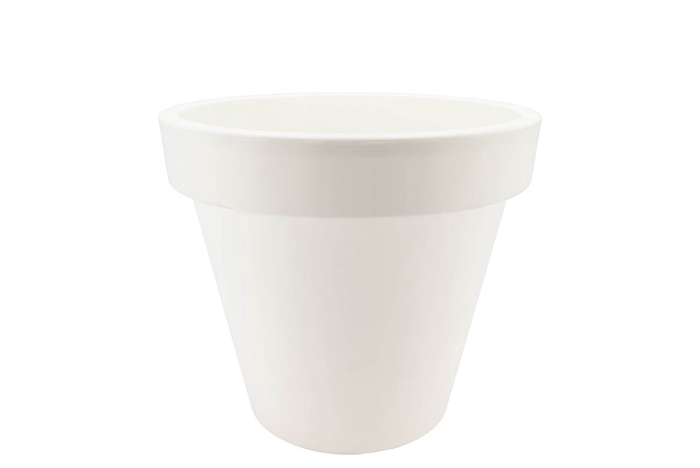 Plastic white pot wide edge 25cm