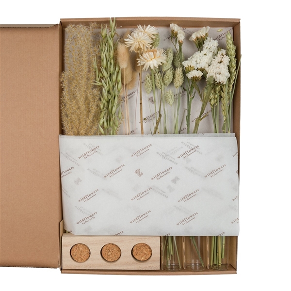 <h4>Droogbloemen-Flowers in Letterbox with Vases 35cm-Natural</h4>