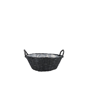 Wicker Basket Low With Ears Black Bowl 22x10cm