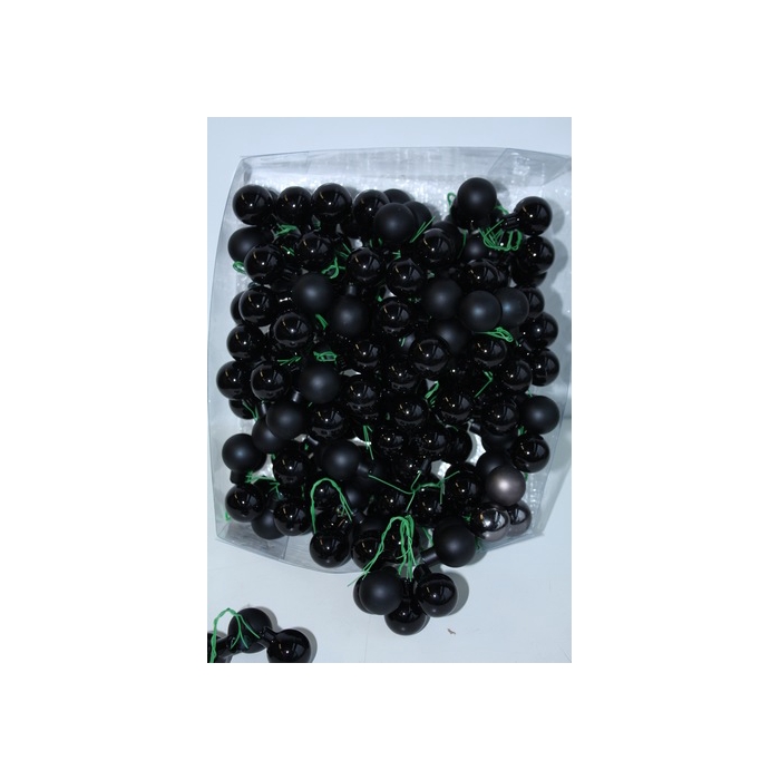 <h4>KERSTBAL GLASS 25MM BLACK ON WIRE 144PCS</h4>