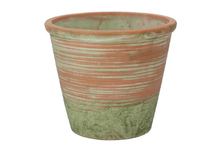 Pot En Ciment Vert Vieux/rouge 24x20cm