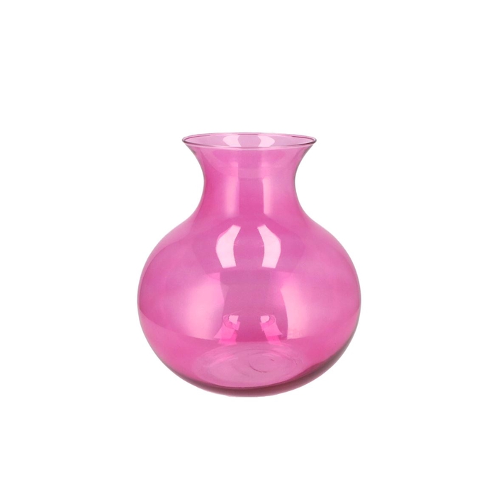 <h4>Mira Fuchsia Glass Cone Neck Sphere Vase 20x20x21cm</h4>