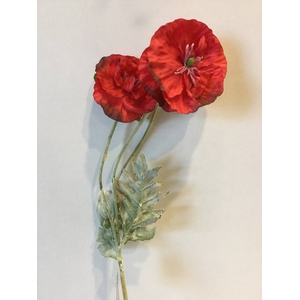 SILK FLOWERS - POPPY FLORA SPRAY RED 70CM