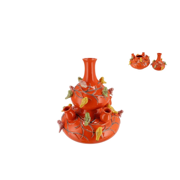 <h4>Bird Vase Orange Bubbles 23x25cm</h4>