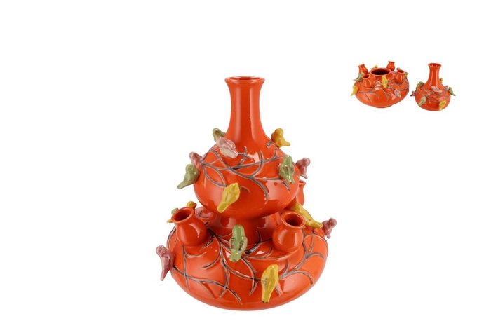 <h4>Bird Vase Orange Bubbles 23x25cm</h4>
