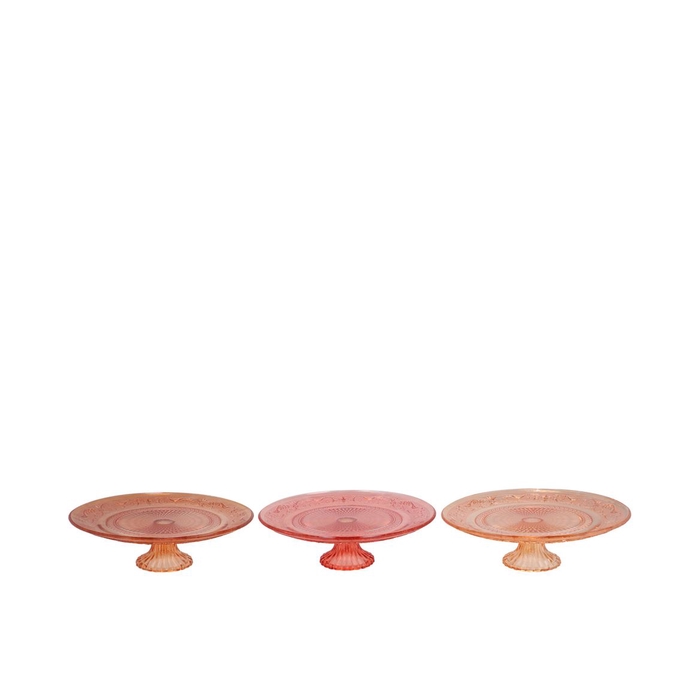 <h4>Dayah Coral Sunset Glass Plate On Foot 15x8cm Ass P/1</h4>