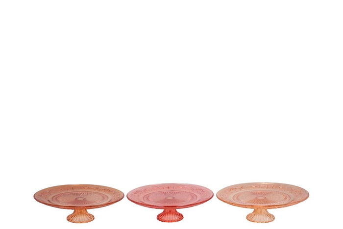<h4>Dayah coral sunset glass plate on foot 15x8cm ass</h4>