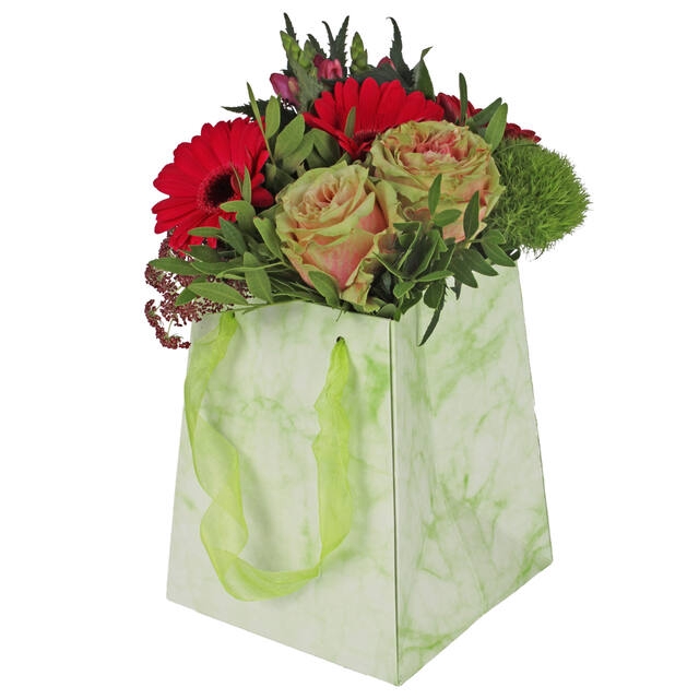 Bag Marble carton 12/12x15/15xH18cm green