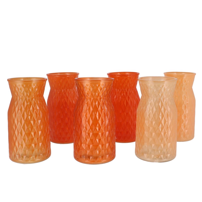 <h4>Diamond Orange Mix Vase Ass 14x25cm Nm</h4>