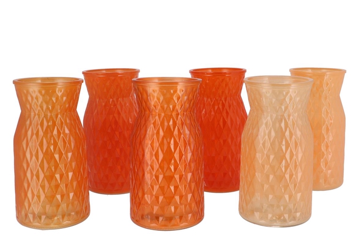 <h4>Diamond Orange Mix Vase Ass 14x25cm Nm</h4>