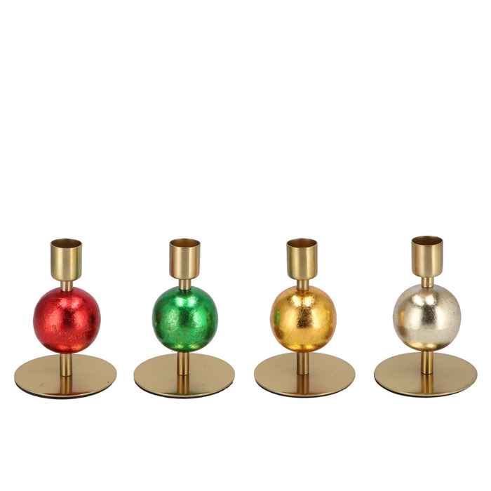<h4>Cosmo Foiled Red/green Ball Candle Holder Ass 7x7x11cm</h4>