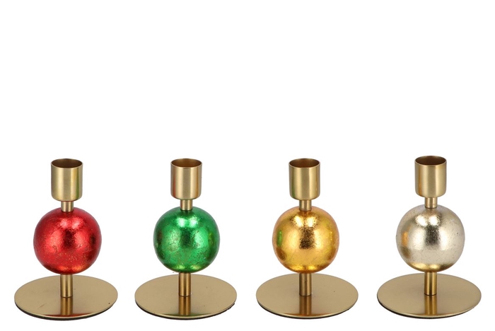 <h4>Cosmo Foiled Red/green Ball Candle Holder Ass 7x7x11cm</h4>
