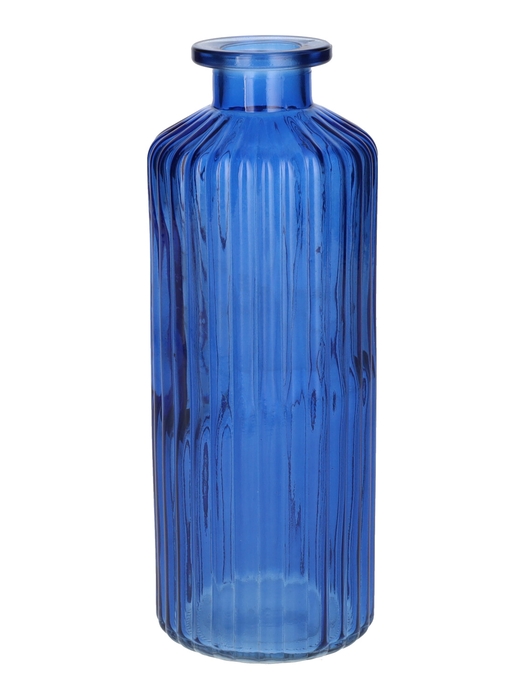 <h4>DF02-666113000 - Bottle Caro lines d4.5/7.5xh20 cobalt blue transparent</h4>