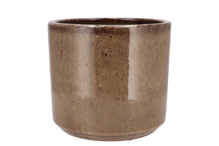 <h4>Javea Cilinder Pot Glazed Taupe 20x18cm</h4>