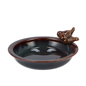 Bird Bowl Glazed Grey 28x5cm