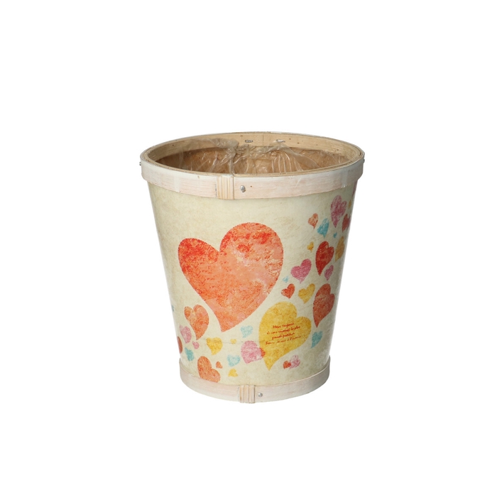 Mothersday Wood Heart pot d13*14cm