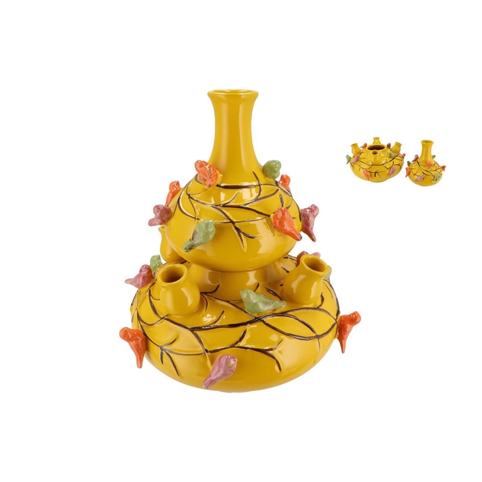<h4>Bird Vase Yellow Bubbles 33x37cm</h4>