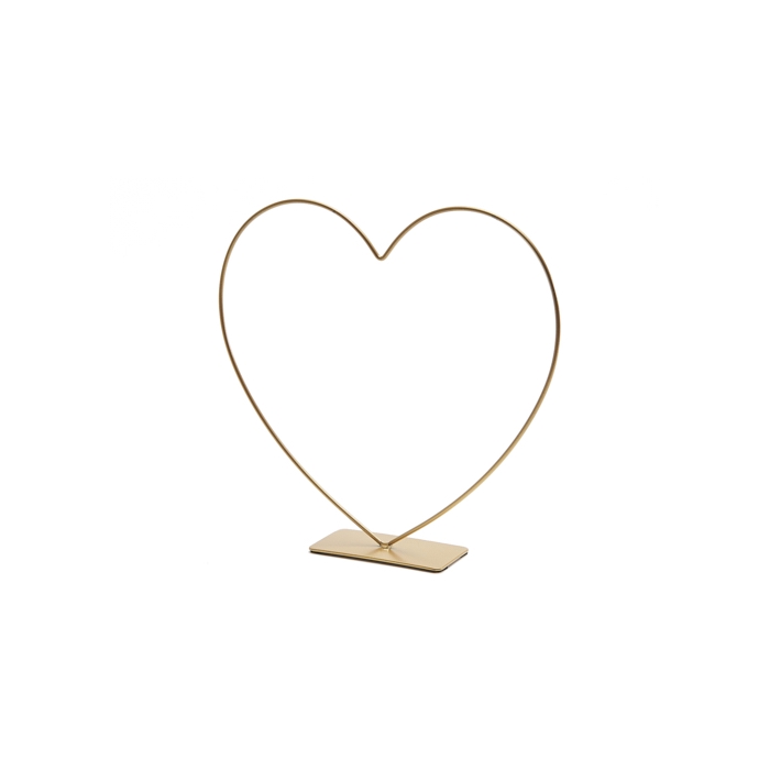 <h4>METAL HEART STANDING ON BASE 25CM GOLD</h4>