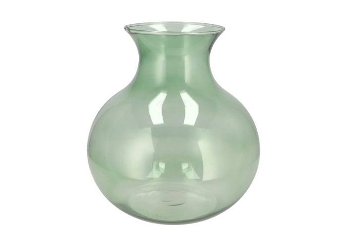 <h4>Mira Green Glass Cone Neck Sphere Vase 25x25x27cm</h4>