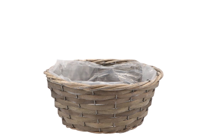 Wicker Bowl Basket Round Grey 22x10cm