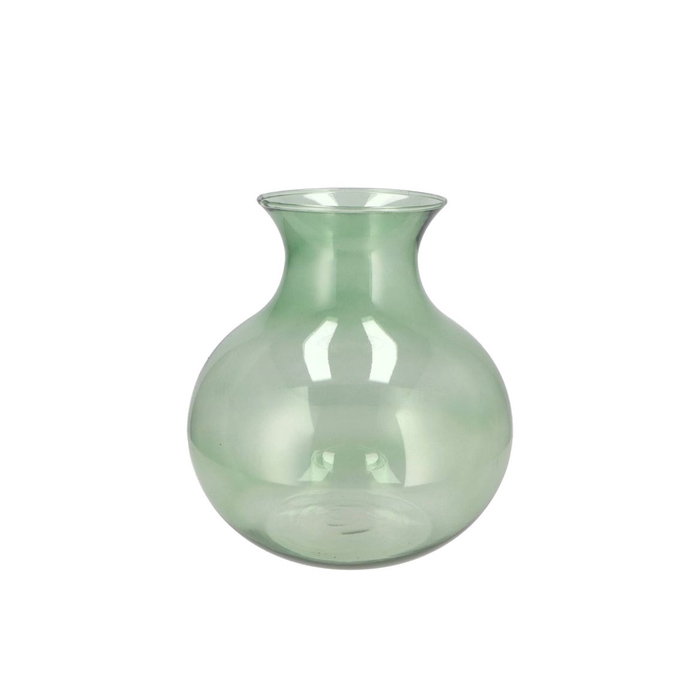 <h4>Mira Green Glass Cone Neck Sphere Vase 20x20x21cm</h4>