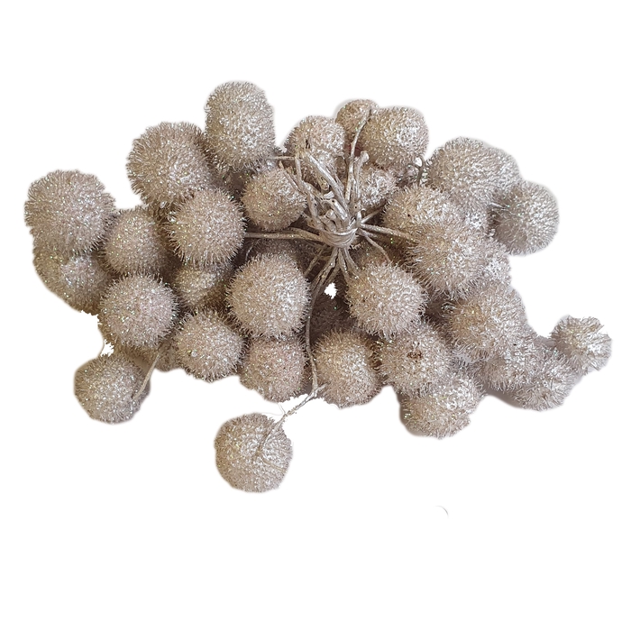 <h4>Small ball per bunch in poly White + Glitter</h4>