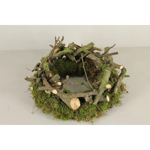 Wreath Pear Wood / Moss 35cm