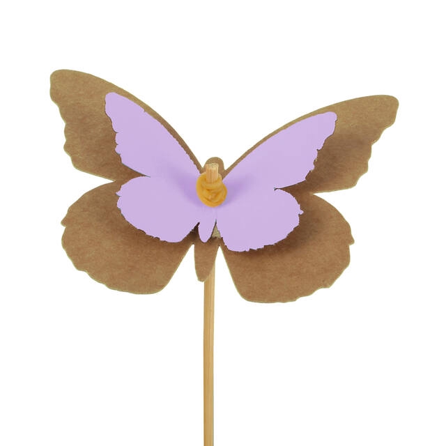 Bijsteker vlinder kraft 7x9cm+12cm stok lila