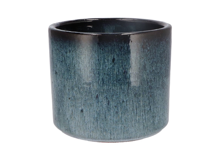 Javea Cilinder Pot Glazed Blue 17x15cm