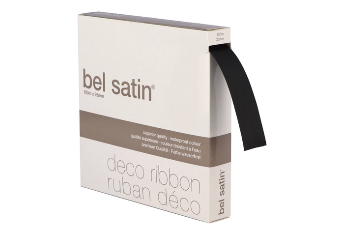 Ruban Satin (nr.85) Noir 25mm Par 100 Metrés