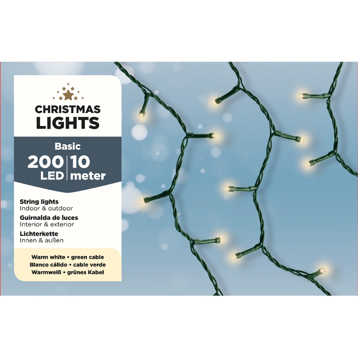 <h4>LED BUDGET BASIC LIGHTS BUITEN GREEN CABLE - WARMWHITE 200LAMPS 995CM</h4>