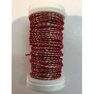 WIKKELDRAAD TWO TONE - ROOD rond SILVER - 100GR 10M