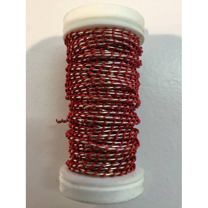<h4>WIKKELDRAAD TWO TONE - ROOD rond SILVER - 100GR 10M</h4>