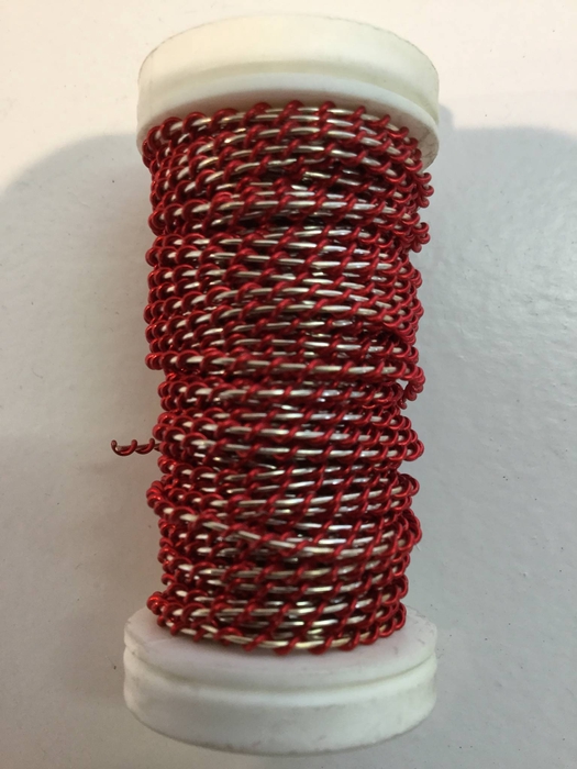 WIKKELDRAAD TWO TONE - ROOD rond SILVER - 100GR 10M