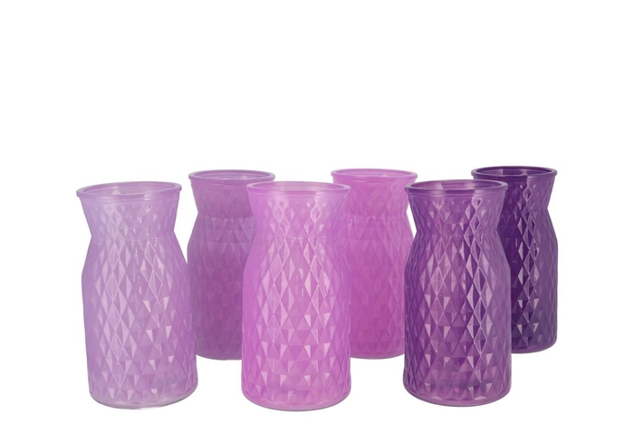 Diamond Purple Mix Vase Ass 12x16cm Nm