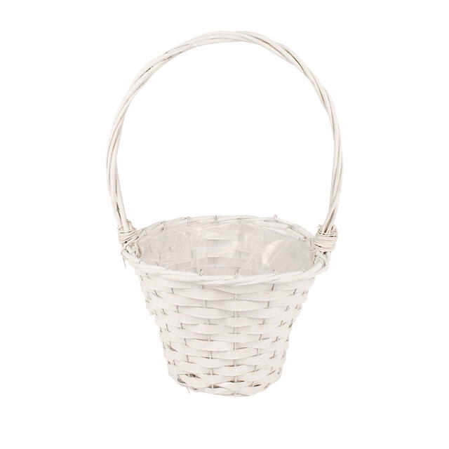 Handle basket Sanur chipwood Ø30xH23/H55cm white
