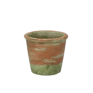 Pot En Ciment Vert Vieux/rouge 14x12cm